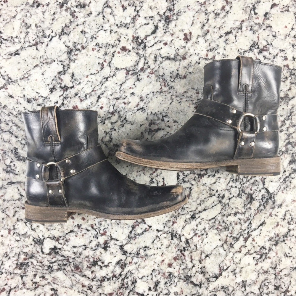 Frye short buckle booties